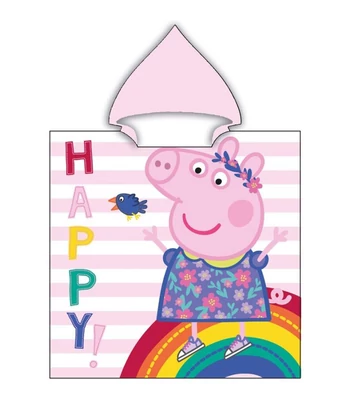 Peppa malac Happy strand törölköző poncsó 55x110 cm (Fast Dry)