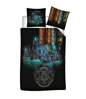 Harry Potter Hogwarts Enchanted Night ágyneműhuzat 140x200cm, 63x63 cm microfibre