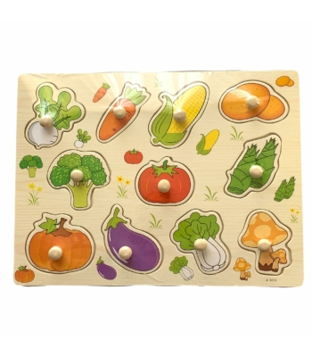 Fa fogantyús puzzle zöldségekkel