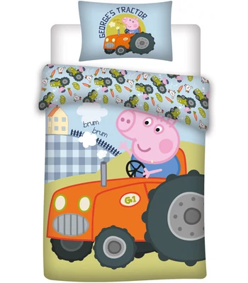 Peppa malac George's Tractor gyerek ágyneműhuzat 100x135cm, 40x60 cm