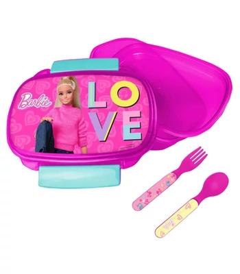 Barbie Love szendvicsdoboz + evőeszköz szett