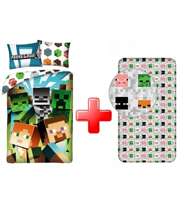 Minecraft ágyneműhuzat és gumis lepedő szett