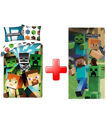 Minecraft ágyneműhuzat és törölköző szett