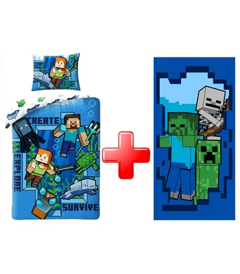 Minecraft ágyneműhuzat és törölköző szett