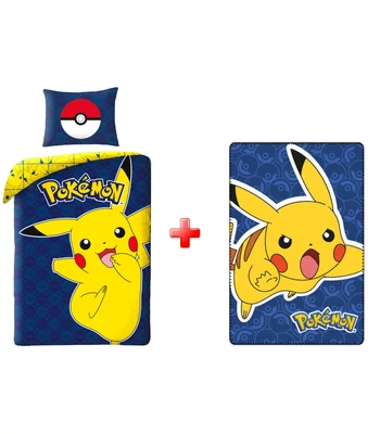 Pokémon Joyful Pikachu  ágyneműhuzat és polár takaró szett