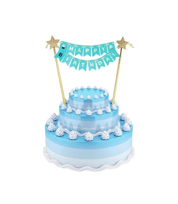 Happy Birthday Light blue torta dekoráció 25 cm