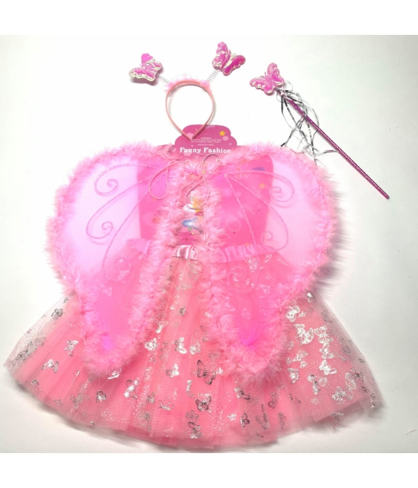 Rózsaszín kislány angyal jelmez (98-128)
