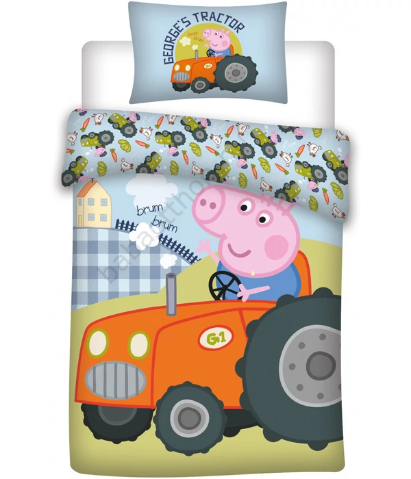 Peppa malac George's Tractor gyerek ágyneműhuzat 100x135cm, 40x60 cm